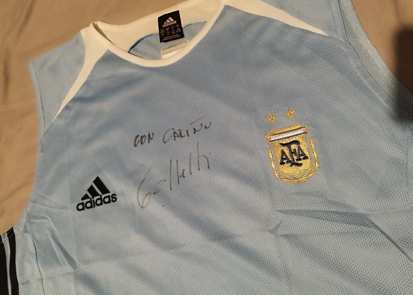 Argentina 2004/2006 Training Sleeveless Jersey Adidas Singed By Luciano Galetti