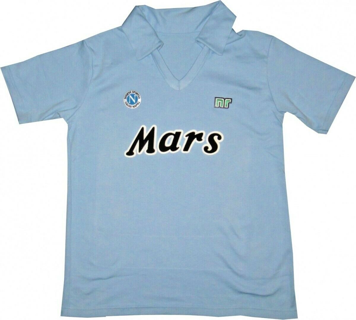 Maradona Napoli Mars Retro Soccer Jersey Shirt 1988/89 Blue