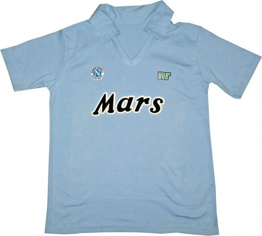 Maradona Napoli Mars Retro Soccer Jersey Shirt 1988/89 Blue