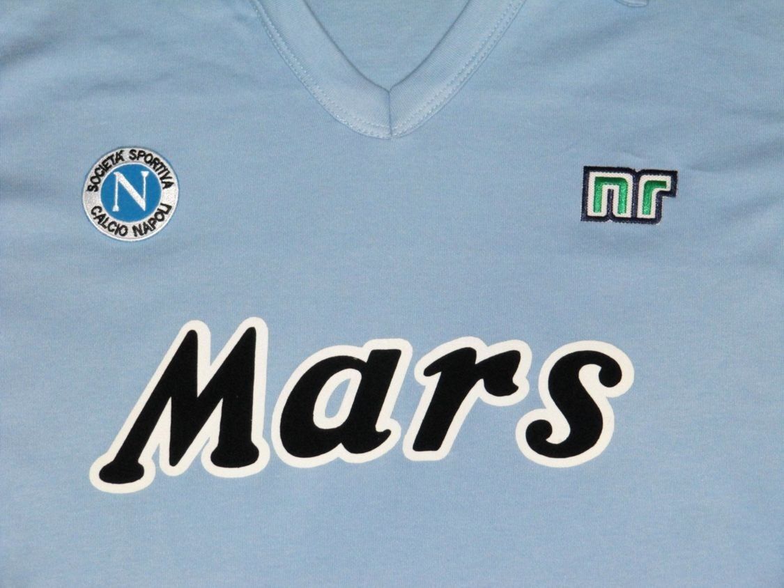 Maradona Napoli Mars Retro Soccer Jersey Shirt 1988/89 Blue