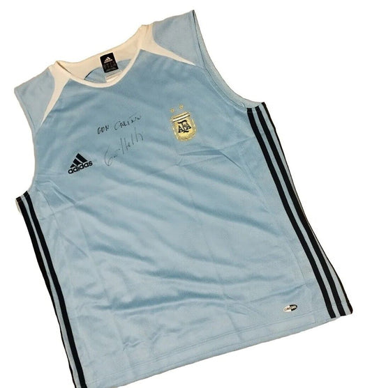 Argentina 2004/2006 Training Sleeveless Jersey Adidas Singed By Luciano Galetti